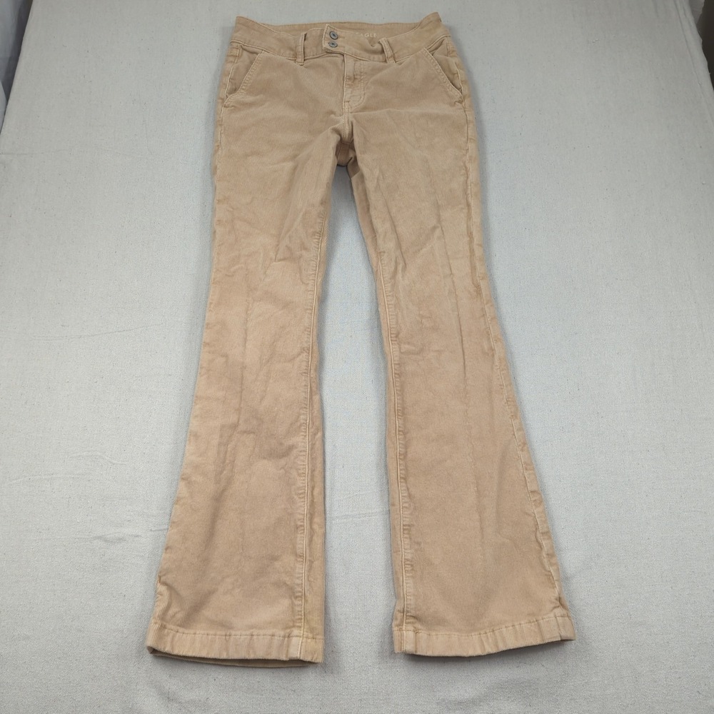 American Eagle Pants Womens 8 Khaki Corduroy Kick Boot Cut Casual Boho